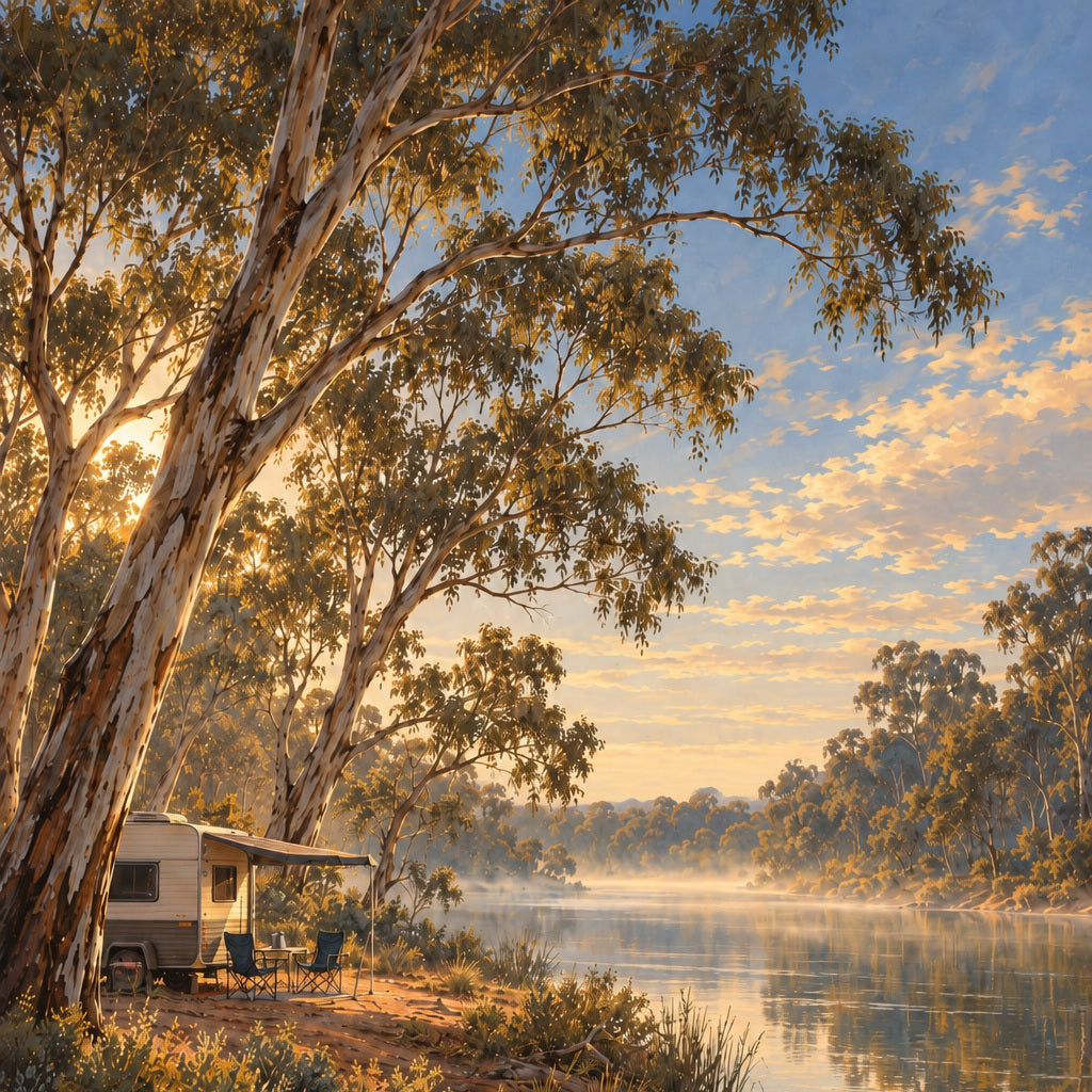 Camp Beside the Gums — Australian Camping Wall Print
